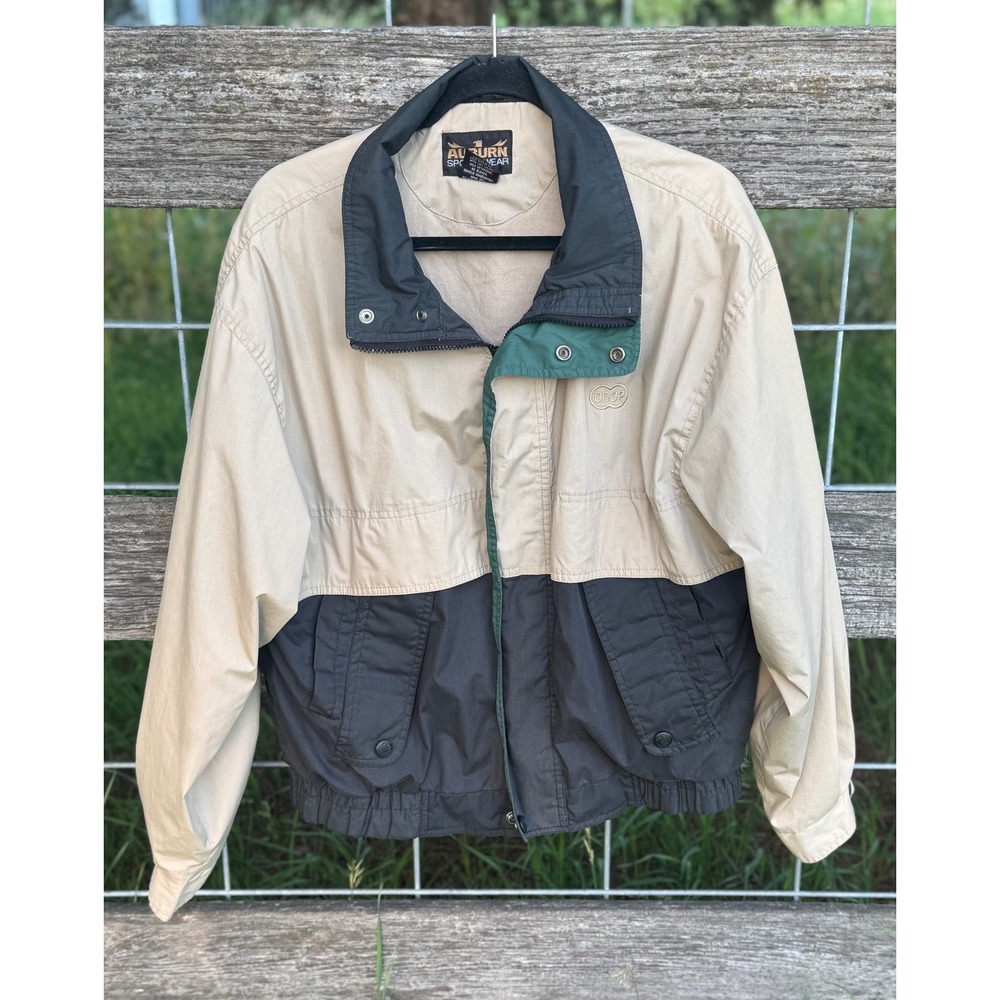 Vintage Auburn Sportswear Colorblock Windbreaker Jacket Khaki COOP Mens Medium